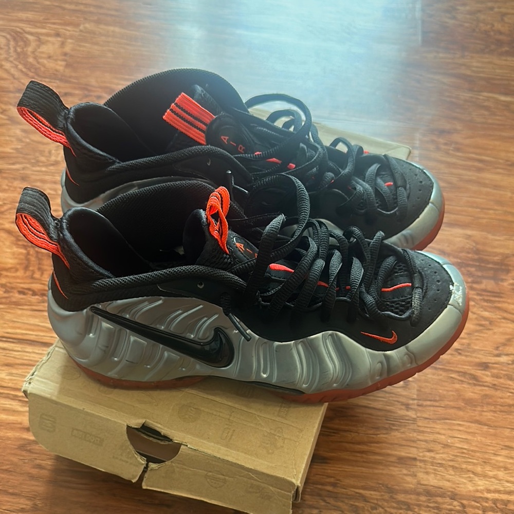 Nike Black and Silver Foamposite Sneakers